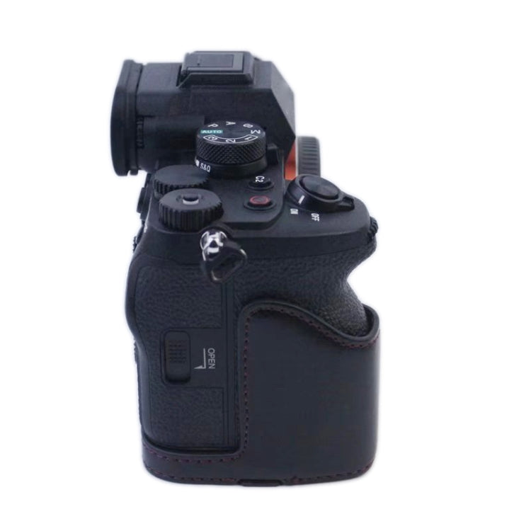 Base De Media Caja Para Cámara De Cuero PU Con Rosca De 1/4 De Pulgada Para Sony A7 IV, For Sony A7 IV