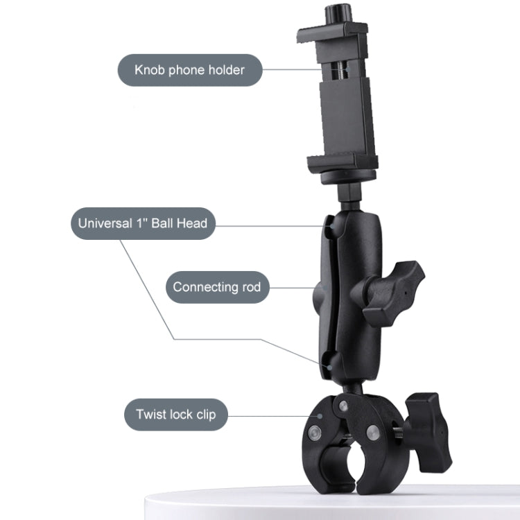 Soporte para manillar de motocicleta y bicicleta, cámara de acción ajustable con rotación de 360 grados, versión extendida, con abrazadera para teléfono, Extended Version with Phone Clamp