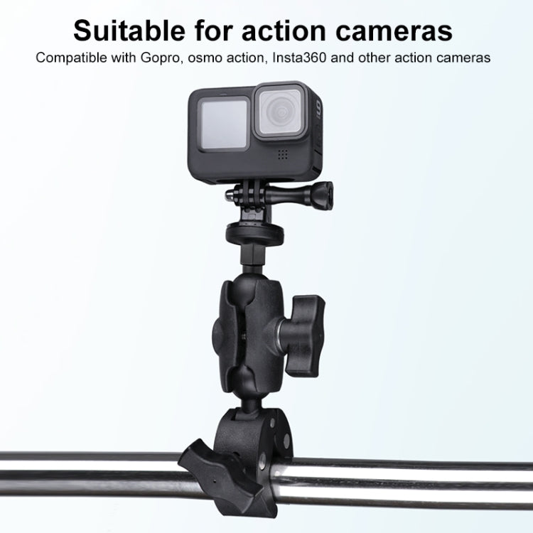 Soporte para manillar de motocicleta y bicicleta, cámara de acción ajustable con rotación de 360 grados, versión extendida, con abrazadera para teléfono, Extended Version with Phone Clamp