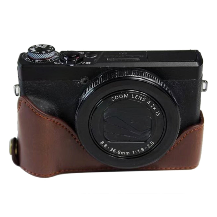 Base de media caja para cámara de cuero PU con rosca de 1/4 de pulgada para Canon G7 X Mark III / G7 X3, For Canon G7 X Mark III / G7 X3, For Canon G7 X Mark III