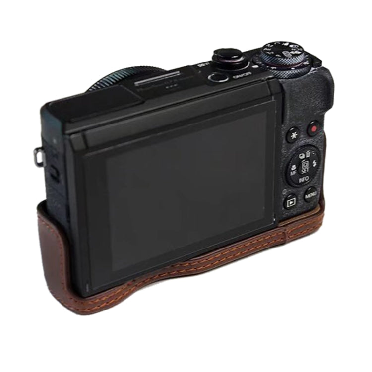 Base de media caja para cámara de cuero PU con rosca de 1/4 de pulgada para Canon G7 X Mark III / G7 X3, For Canon G7 X Mark III / G7 X3, For Canon G7 X Mark III