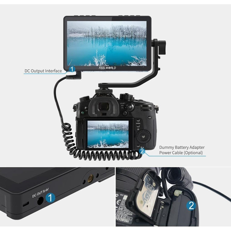 FEELWORLD F5 Pro V4 Pantalla táctil de 6 pulgadas Cámara DSLR Monitor de campo 3D LUT 4K HDMI Entrada Salida Brazo inclinable, F5 Pro V4