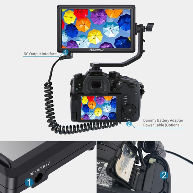 FEELWORLD FW568 V3 Monitor de campo de cámara DSLR 3D LUT de 6 pulgadas, IPS Full HD 1920 x 1152, soporte HDMI entrada salida brazo inclinable