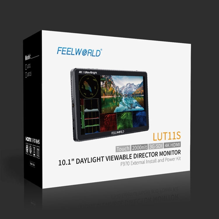 FEELWORLD LUT11S Monitor de campo para cámara DSLR con pantalla táctil de 2000 nits, ultra alto brillo, 10,1 pulgadas, 3G-SDI 4K HDMI, entrada y salida, panel IPS de 1920 x 1200, LUT11S