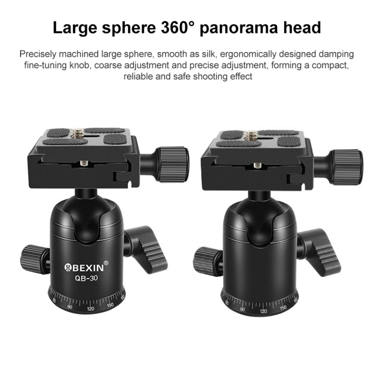 BEIXIN QB-30 Cabeza de bola de metal panorámica con rotación de 360 grados y placa de liberación rápida, QB-30