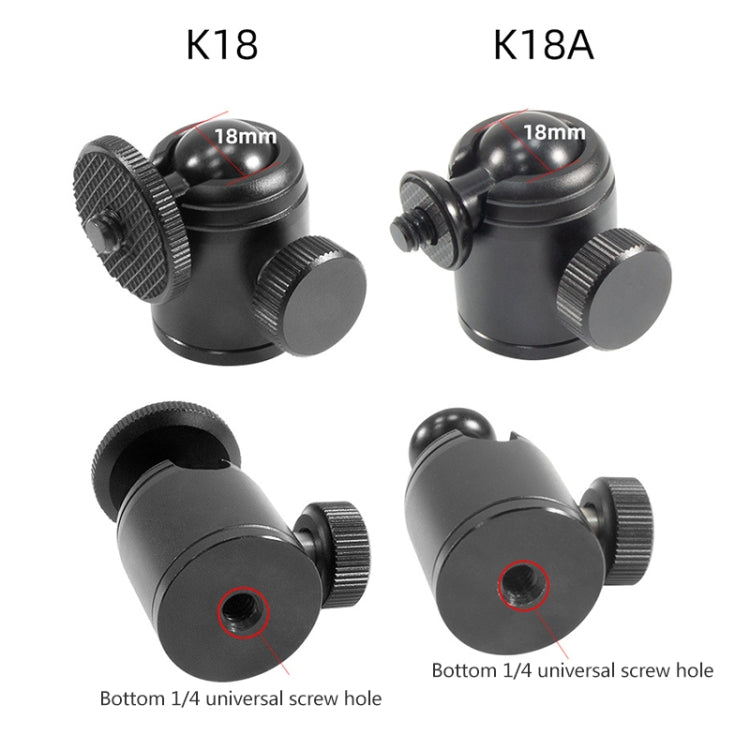 BEXIN K18A Mini cabezal de bola de metal panorámico con rotación de 360 grados, K18A