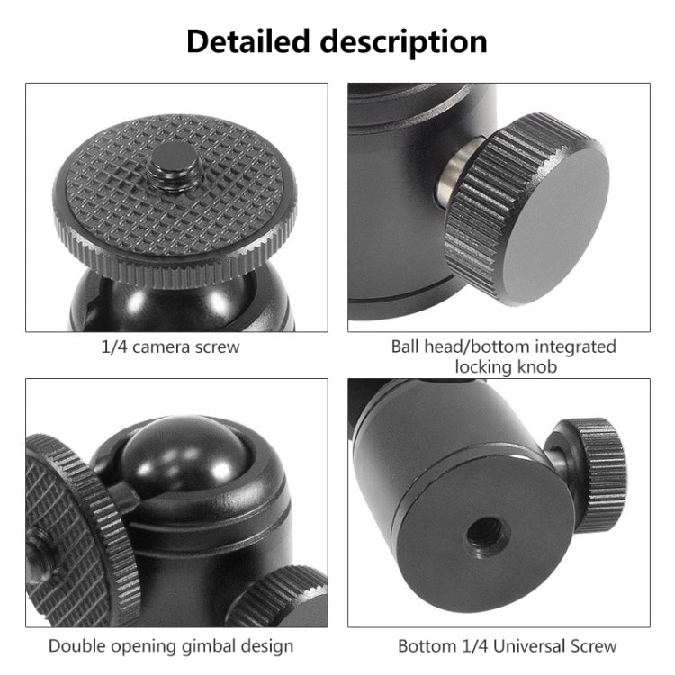 BEXIN K18A Mini cabezal de bola de metal panorámico con rotación de 360 grados, K18A