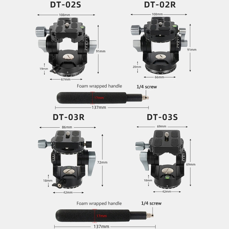 BEXIN DT-02R/S 2D Panorama de 720 grados cabezal de arrastre fluido de acción de trípode resistente con placa de liberación rápida, DT-02R/S