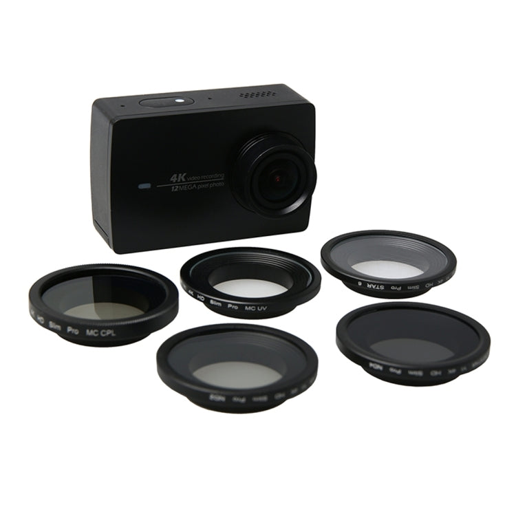 Para Xiaomi Xiaoyi Yi II 4K Cámara de acción deportiva Filtro de lente profesional de 34 mm (CPL + UV + ND4 + ND2 + Star 6), 5 in 1