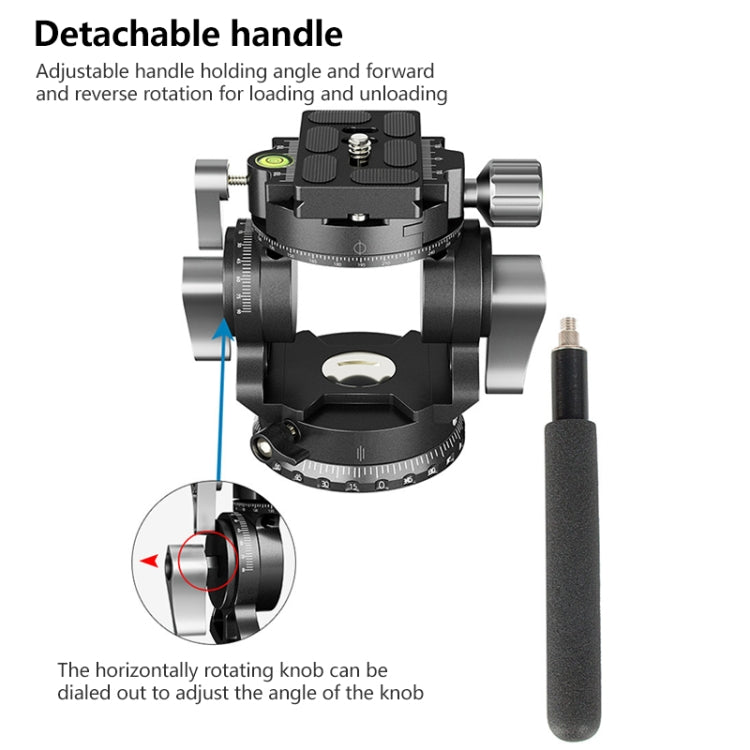 BEXIN DT-03R/S Cabezal de arrastre fluido de acción de trípode de alta resistencia panorámica de 720 grados con placa de liberación rápida, DT-03R/S