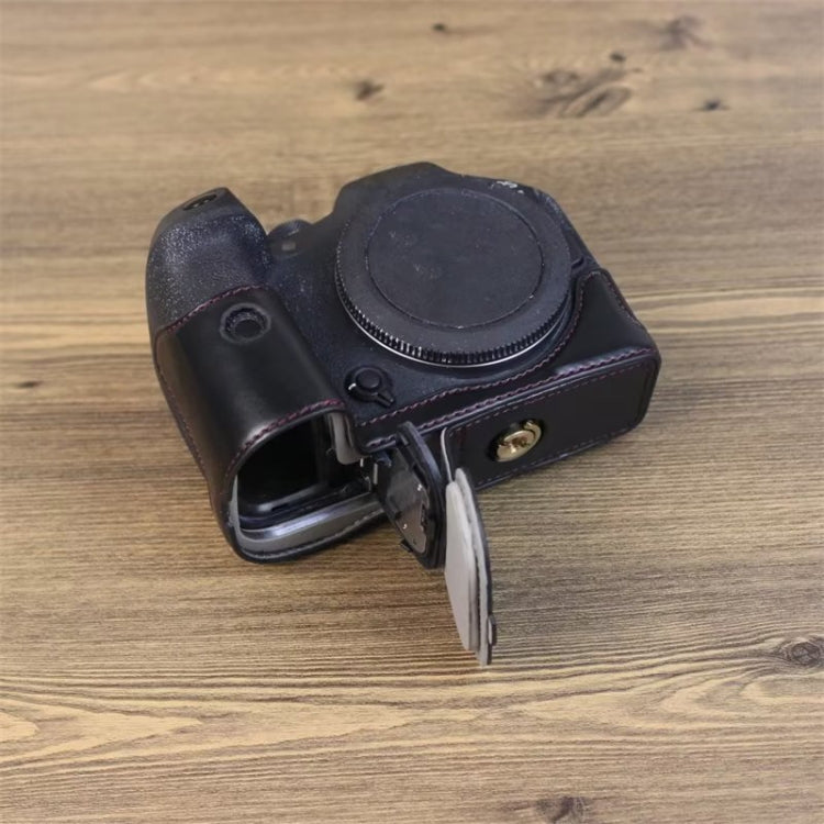 Para Canon EOS R7 Base de media funda para cámara de cuero PU con rosca de 1/4 pulgadas, For Canon EOS R7