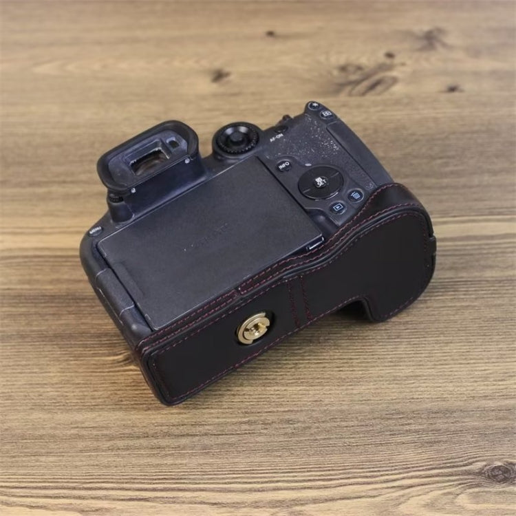 Para Canon EOS R7 Base de media funda para cámara de cuero PU con rosca de 1/4 pulgadas, For Canon EOS R7