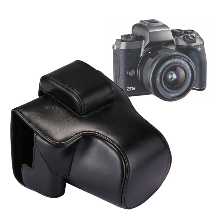 Funda de cuero PU para cámara de cuerpo completo con correa para Canon EOS M5, For EOS M5