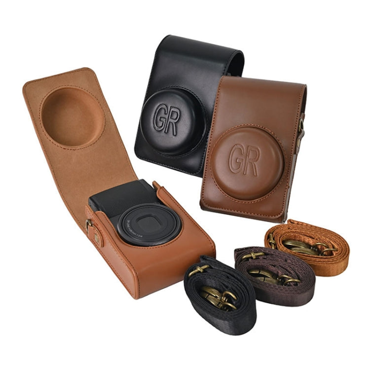 Funda de cuero PU para cámara de cuerpo completo con correa para Ricoh GR / GRII / GRIII, Casio ZR1200 / ZR1500/ ZR2000/ ZR3500, ZR3600 / ZR3700 / ZR5500