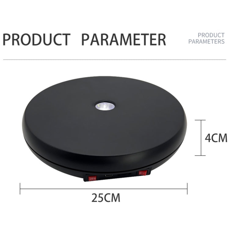Placa giratoria eléctrica con soporte de exhibición, luz LED de 25cm