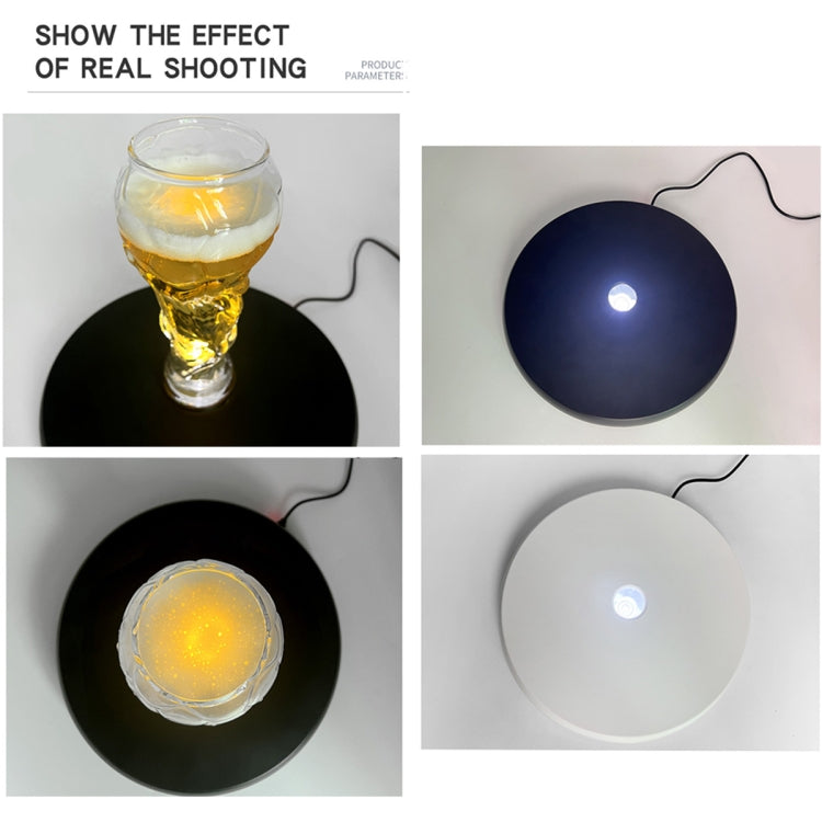 Placa giratoria eléctrica con soporte de exhibición, luz LED de 25cm