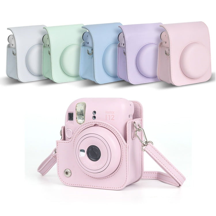 Para FUJIFILM instax mini 12 Funda de cuero de cuerpo completo Bolsa para cámara con correa