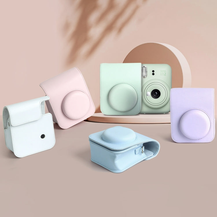 Para FUJIFILM instax mini 12 Funda de cuero de cuerpo completo Bolsa para cámara con correa