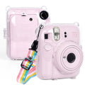 Para FUJIFILM Instax mini 12 Estuche rígido de cristal para cámara con correa para el hombro, For FUJIFILM Instax mini 12