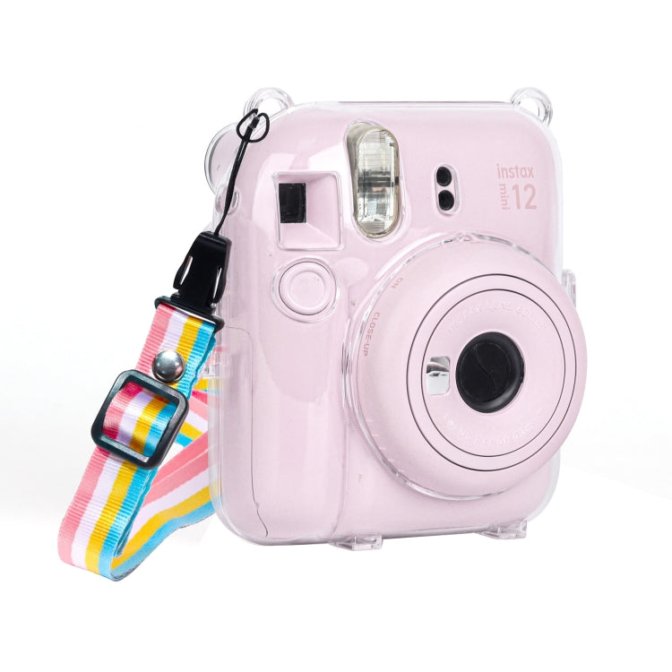 Para FUJIFILM Instax mini 12 Estuche rígido de cristal para cámara con correa para el hombro, For FUJIFILM Instax mini 12
