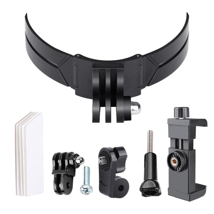 Kit de montaje de casco de teléfono de cámara de acción de flexión plegable con hebilla de gancho en J y abrazadera de teléfono de rotación y adaptador, Foldable Bending Mount