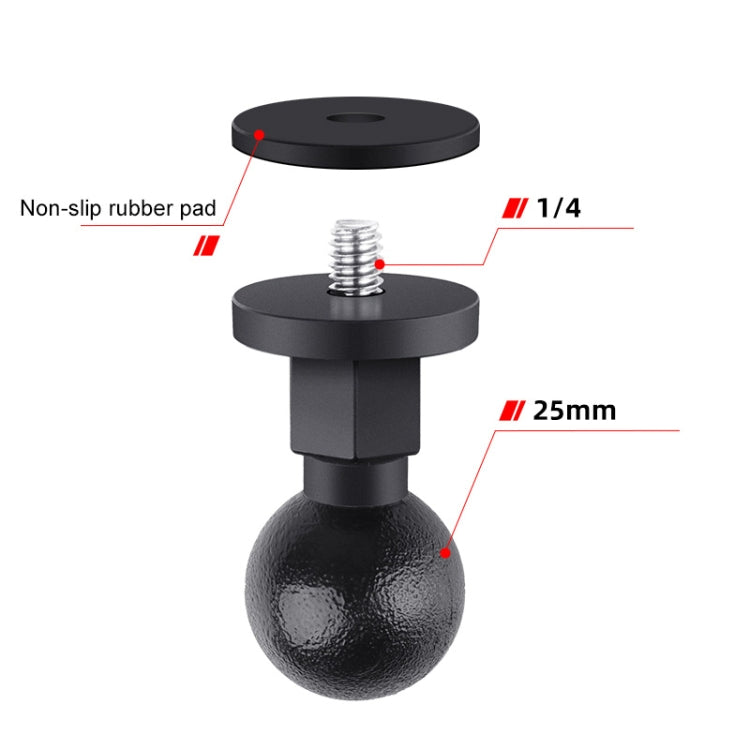 Adaptador de cabeza esférica ABS con tornillo de 25 mm y 1/4 de pulgada