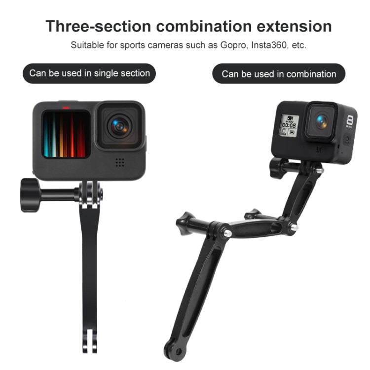 Extensor de agarre de brazo de extensión de aluminio para GoPro Hero11 Black / HERO10 Black / HERO9 Black /HERO8 / HERO7 /6/5/5 Session /4 Session /4/3+ /3/2/1, Insta360 ONE R, DJI Osmo Action yOtras cámaras de acción, longitud: 10,8 cm, 10.8cm