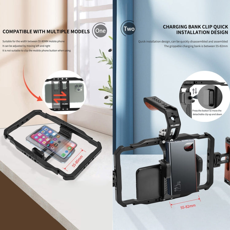 YELANGU LW101Vlogging Live Broadcast Smartphone Video Rig maneja kits estabilizadores, LW101