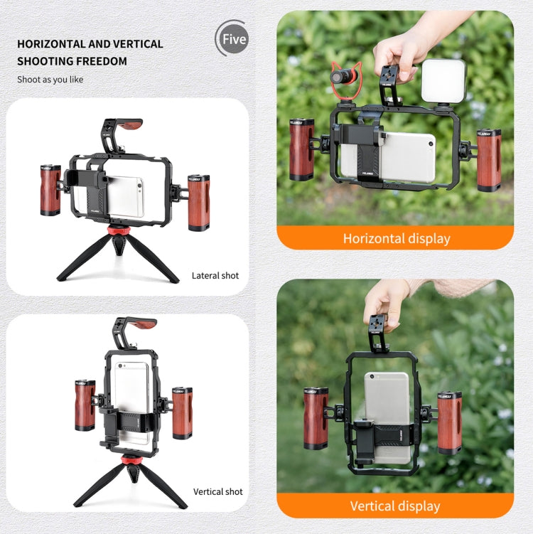 YELANGU LW101Vlogging Live Broadcast Smartphone Video Rig maneja kits estabilizadores, LW101
