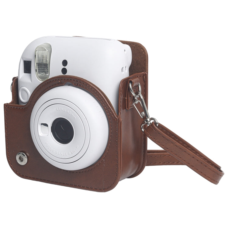 Para FUJIFILM Instax mini 12 Funda de cuero Bolsa de cámara de cuerpo completo con correa para el hombro, For FUJIFILM Instax mini 12