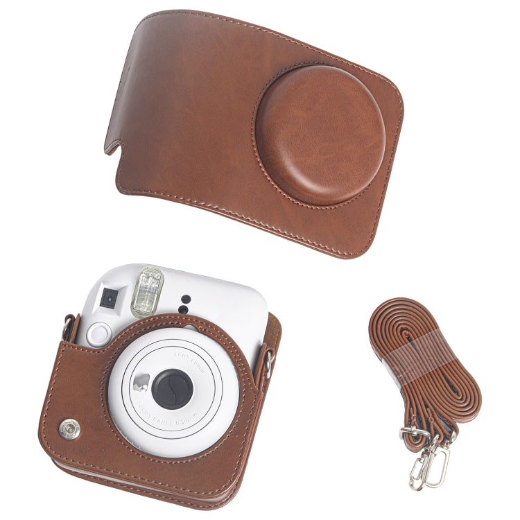 Para FUJIFILM Instax mini 12 Funda de cuero Bolsa de cámara de cuerpo completo con correa para el hombro, For FUJIFILM Instax mini 12