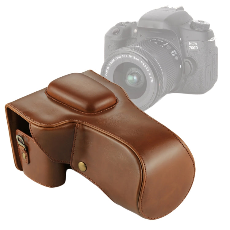 Funda de cuero PU para cámara de cuerpo completo para Canon EOS 760D / 750D (lente de 18-135 mm), For EOS 760D