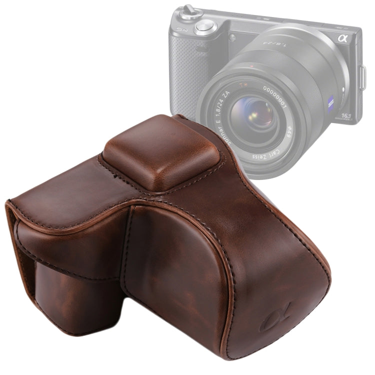 Funda de cuero PU para cámara de cuerpo completo con correa para Sony NEX 5N / 5R / 5T (lente de 16-50 mm / 18-55 mm), For Sony NEX 5N