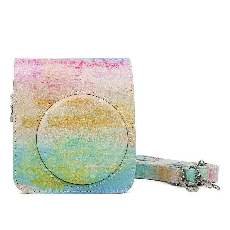 Funda protectora de cuero PU con diseño de pintura al óleo de arcoíris para cámara FUJIFILM Instax Mini70, Rainbow Oil painting