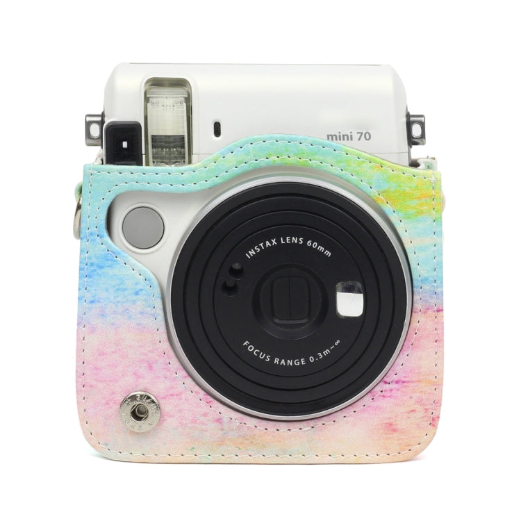 Funda protectora de cuero PU con diseño de pintura al óleo de arcoíris para cámara FUJIFILM Instax Mini70, Rainbow Oil painting