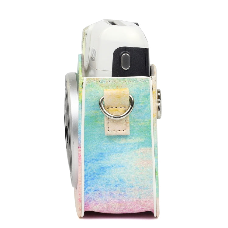 Funda protectora de cuero PU con diseño de pintura al óleo de arcoíris para cámara FUJIFILM Instax Mini70, Rainbow Oil painting