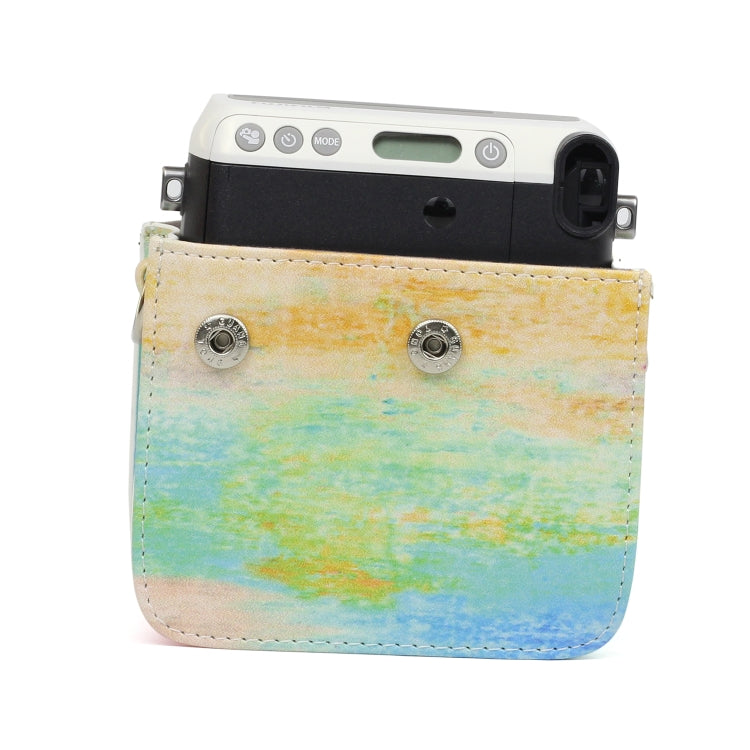 Funda protectora de cuero PU con diseño de pintura al óleo de arcoíris para cámara FUJIFILM Instax Mini70, Rainbow Oil painting