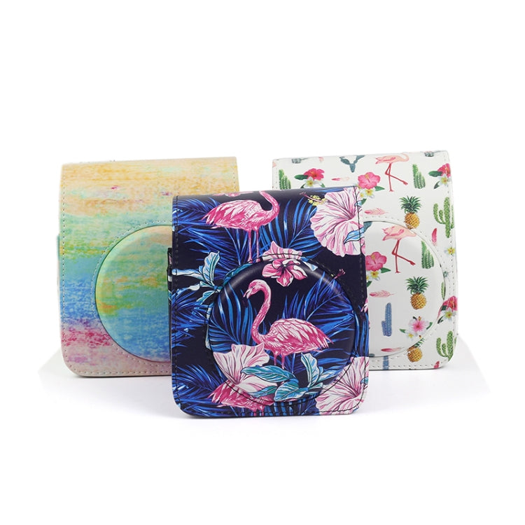Funda protectora de cuero PU con diseño de pintura al óleo de arcoíris para cámara FUJIFILM Instax Mini70, Rainbow Oil painting