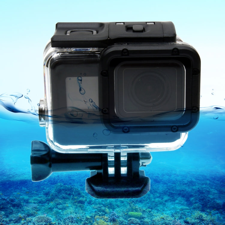 Para GoPro HERO6 /5 Funda protectora con carcasa impermeable a 30 m + cubierta trasera hueca con hebilla, montaje básico y tornillo, sin necesidad de desmontar la lente (GP413), Housing Case+ Back cover