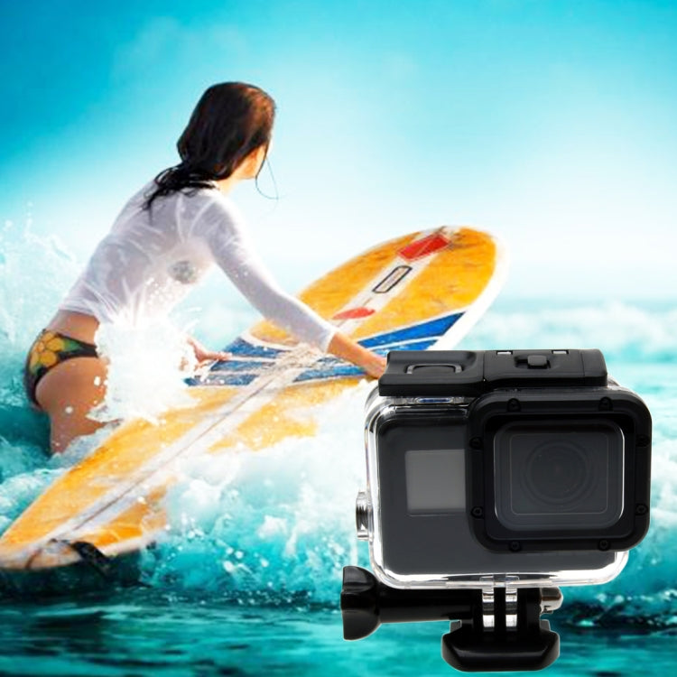 Para GoPro HERO6 /5 Funda protectora con carcasa impermeable a 30 m + cubierta trasera hueca con hebilla, montaje básico y tornillo, sin necesidad de desmontar la lente (GP413), Housing Case+ Back cover