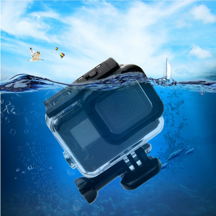Para GoPro HERO6 /5 Funda protectora con carcasa impermeable a 30 m + cubierta trasera hueca con hebilla, montaje básico y tornillo, sin necesidad de desmontar la lente (GP413), Housing Case+ Back cover