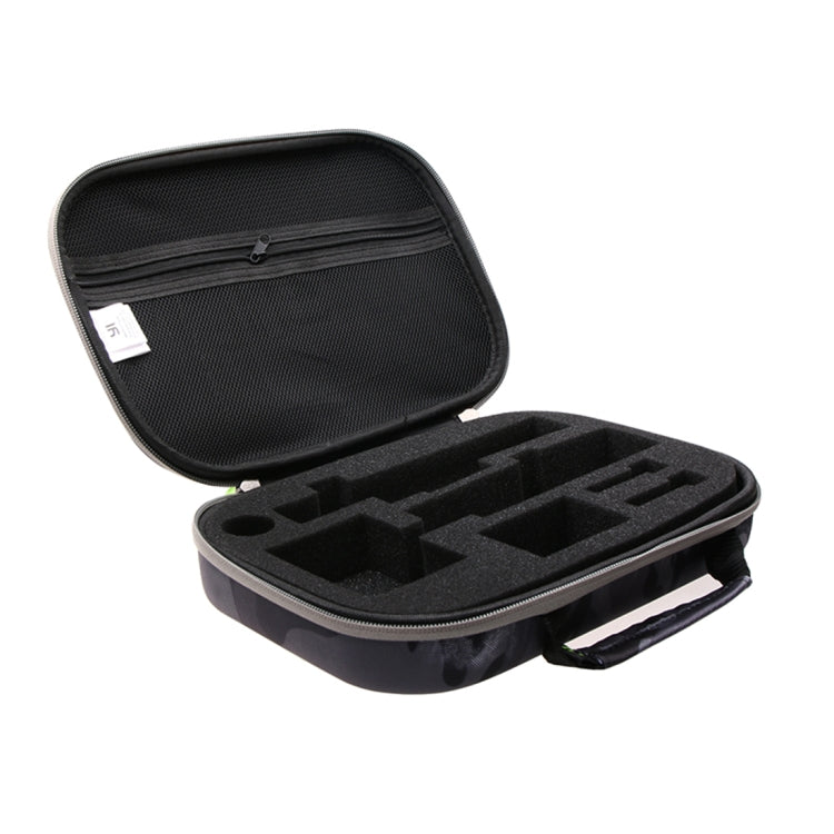 Estuche portátil impermeable a prueba de golpes de EVA con patrón de camuflaje para GoPro Hero11 Black / HERO10 Black / HERO9 Black / HERO8 Black / 7/6/5/4/3+ / 3/2/1, DJI Osmo Action y otros accesorios para cámaras de acción, Tamaño: 27 cmx 19cm x 7cm...