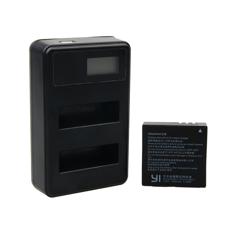 Cargador de baterías duales con pantalla LCD y cable USB para cámara deportiva Xiaoyi 4K, muestra la capacidad de carga (XM47), LCD Screen Battery Charger