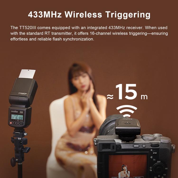 Disparador inalámbrico Godox TT520III de 433 MHz para flash de cámara Speedlite