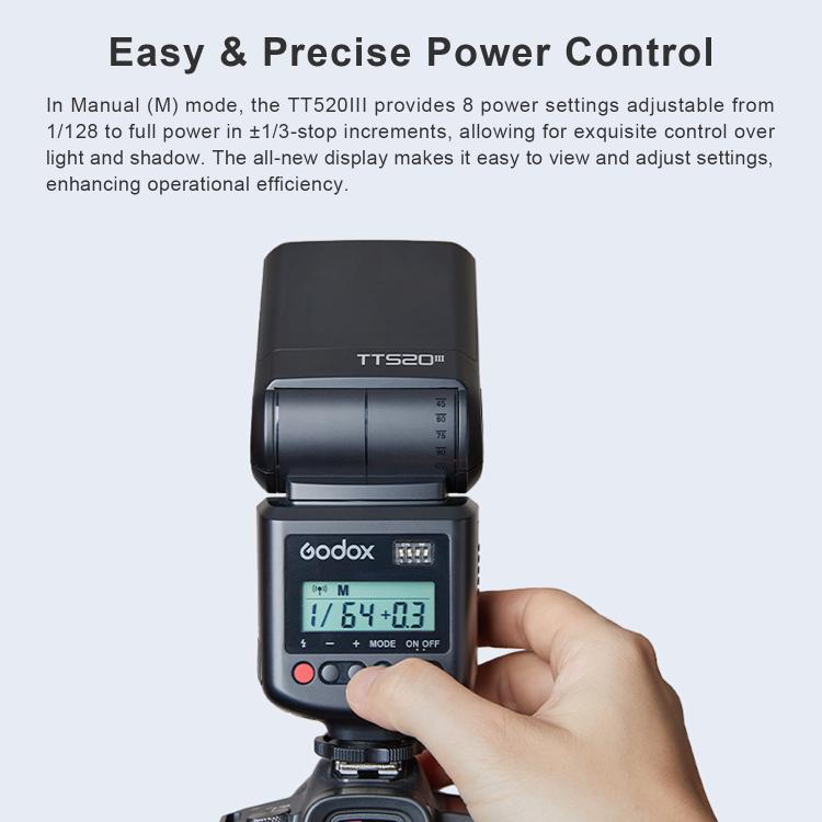 Disparador inalámbrico Godox TT520III de 433 MHz para flash de cámara Speedlite