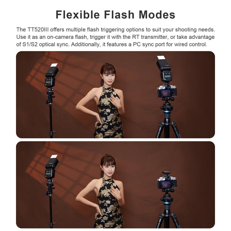 Disparador inalámbrico Godox TT520III de 433 MHz para flash de cámara Speedlite