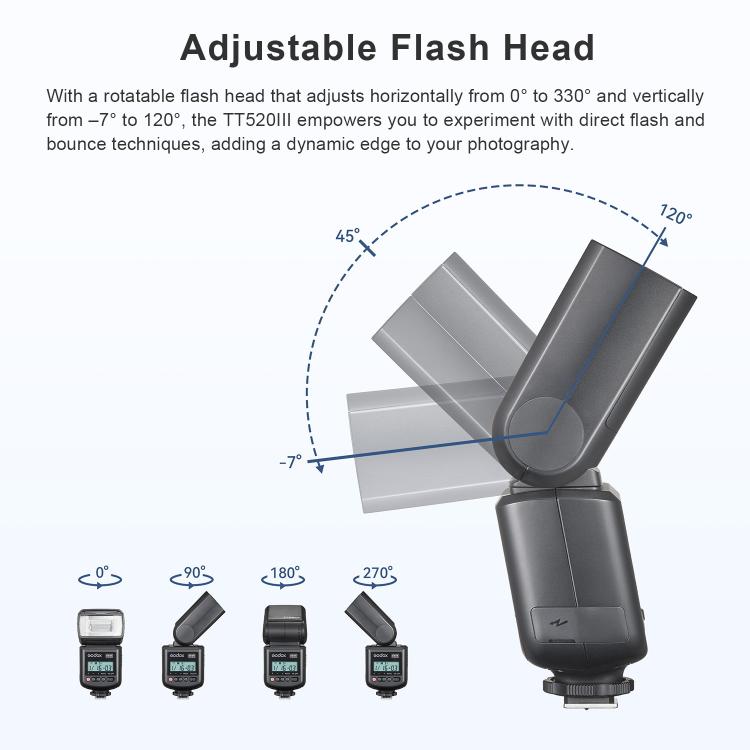 Disparador inalámbrico Godox TT520III de 433 MHz para flash de cámara Speedlite