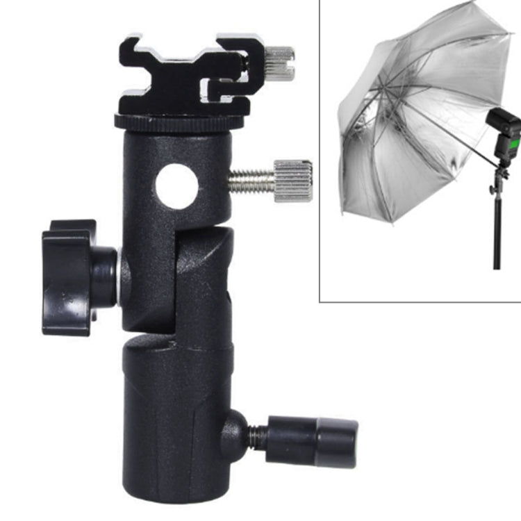 Soporte de paraguas con soporte de luz de flash multifuncional tipo E, carga máxima: 3 kg, E-bracket
