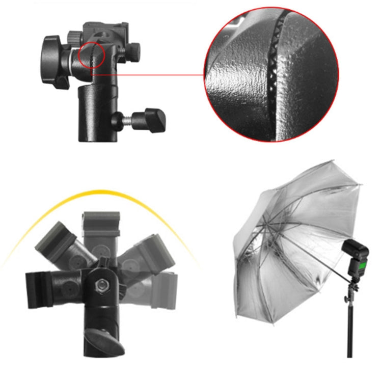 Soporte de paraguas con soporte de luz de flash multifuncional tipo E, carga máxima: 3 kg, E-bracket