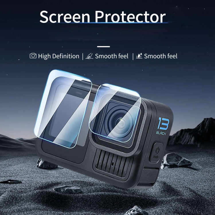 Para GoPro HERO13 Black STARTRC 2 juegos 3 en 1 de lentes y película de vidrio templado para pantalla frontal y trasera